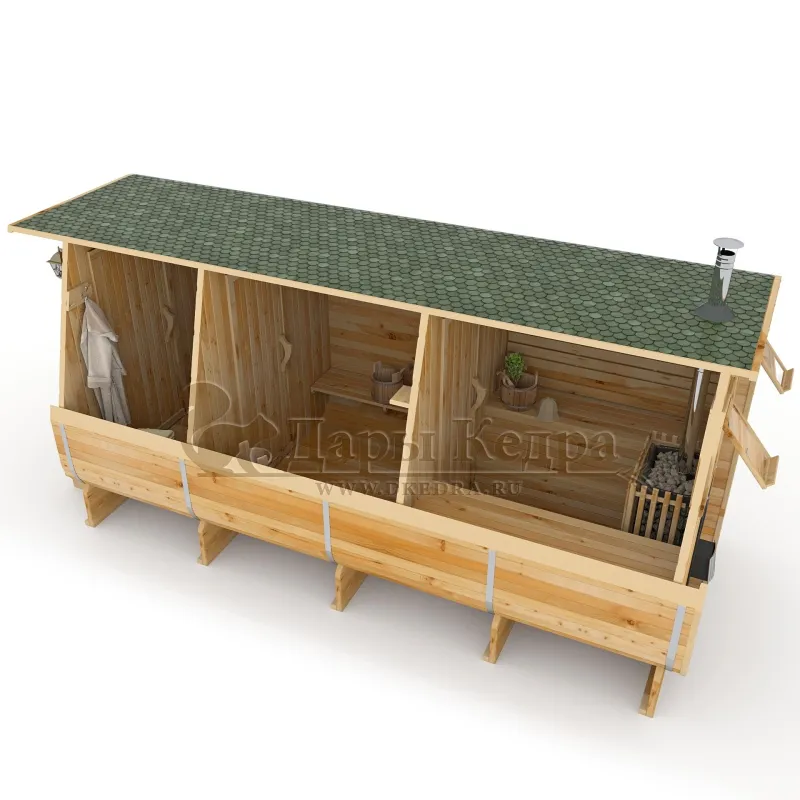 Баня-бочка квадро из кедра 6 метров